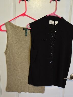 Ralph Lauren Gold Sleeveless Top & Liz Claiborne Black Sleeveless Top XL